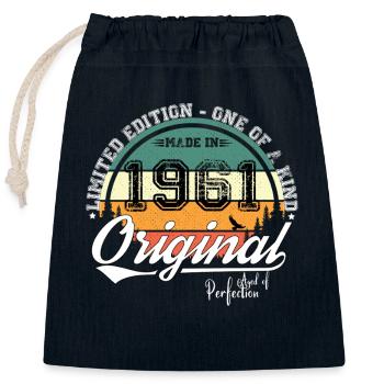 1961 Vintage Retro Birthday Gift - Closable cotton gift bag (25x30cm) - navy - Front