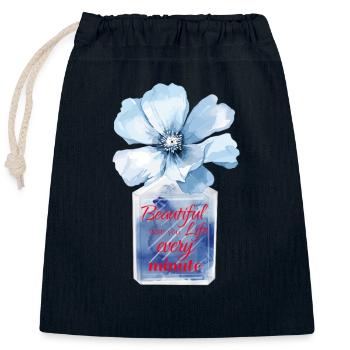 Belle vie chaque minute Citation inspirante - Sac cadeau en coton avec cordon (25 x 30 cm) - bleu marine - Devant