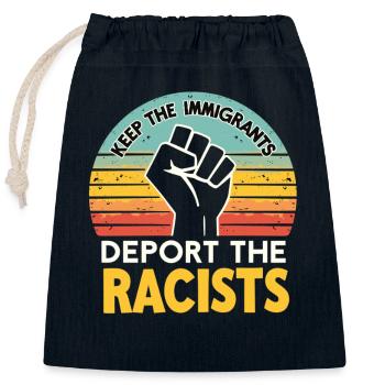 Anti-Racism Diversity, Justice & Equality - Closable cotton gift bag (25x30cm) - navy - Front