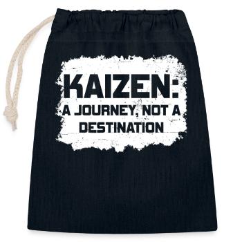 Kaizen : un voyage, pas une destination - Sac cadeau en coton avec cordon (25 x 30 cm) - bleu marine - Devant