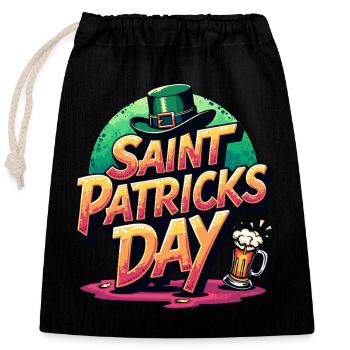 Bière de la Saint-Patrick - Sac cadeau en coton avec cordon (25 x 30 cm) - noir - Devant