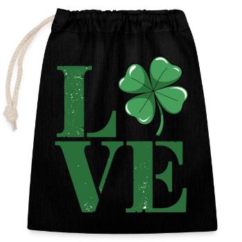 Shamrock Love St. Patrick's Day Irish Pride kids - Verschließbarer Geschenkbeutel aus Baumwolle (25x30cm) - Schwarz - Vorne