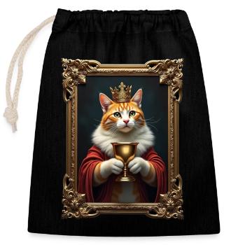 Medieval Cat in Picture Frame Art Crown - Closable cotton gift bag (25x30cm) - black - Front