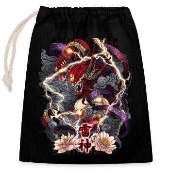 Raijin God of Thunder - Closable cotton gift bag (25x30cm) - black - Front