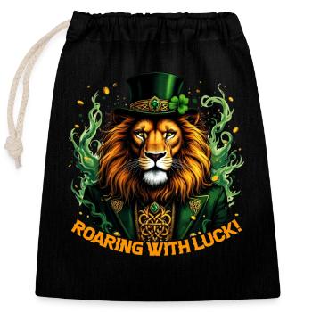 Rugir de chance - Sac cadeau en coton avec cordon (25 x 30 cm) - noir - Devant