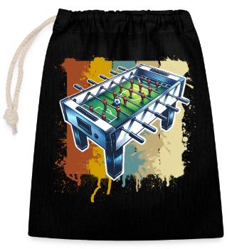 Tischkicker Tischfußball - Verschließbarer Geschenkbeutel aus Baumwolle (25x30cm) - Schwarz - Vorne