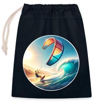 Kitesurfing Kitesurfer Kiteboard - Closable cotton gift bag (25x30cm) - navy - Front