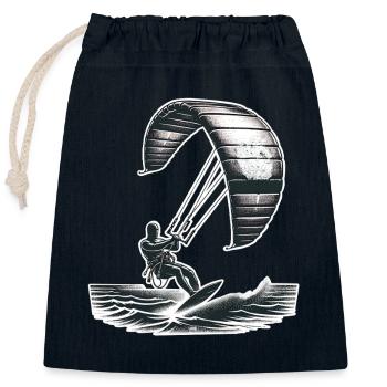 Kitesurfing Kitesurfer Kiteboard - Closable cotton gift bag (25x30cm) - navy - Front