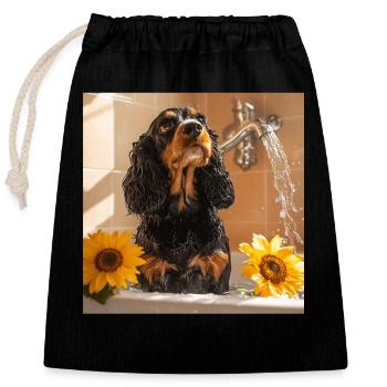 Cocker Spaniel - Verschließbarer Geschenkbeutel aus Baumwolle (25x30cm) - Schwarz - Vorne