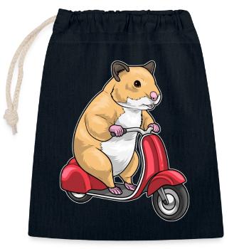 Hamster Scooter - Closable cotton gift bag (25x30cm) - navy - Front