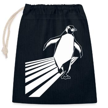 Laufender Pinguin Running Jogging - Verschließbarer Geschenkbeutel aus Baumwolle (25x30cm) - Navy - Vorne
