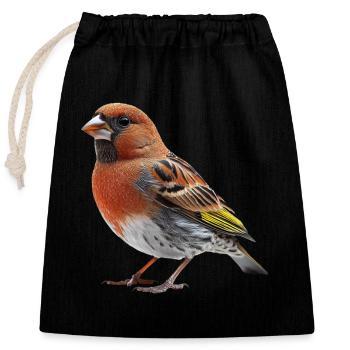 Finch Bird - Verschließbarer Geschenkbeutel aus Baumwolle (25x30cm) - Schwarz - Vorne