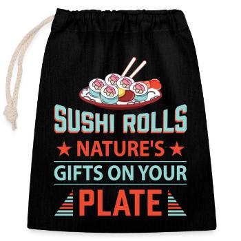 Sushi Japan Essen Sushi-Mahlzeit - Verschließbarer Geschenkbeutel aus Baumwolle (25x30cm) - Schwarz - Vorne