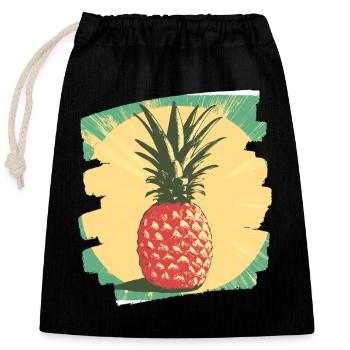 Ananas - Verschließbarer Geschenkbeutel aus Baumwolle (25x30cm) - Schwarz - Vorne