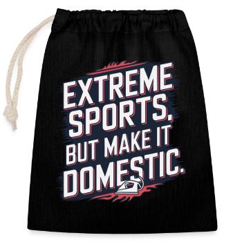 Extreme Ironing Competitive Funny - Closable cotton gift bag (25x30cm) - black - Front