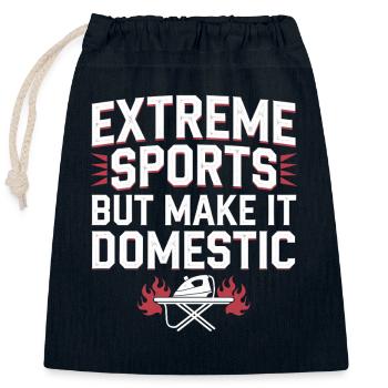 Extreme Ironing Competitive Funny - Closable cotton gift bag (25x30cm) - navy - Front