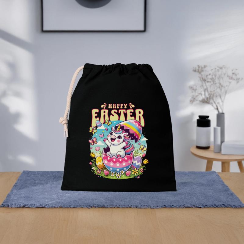 Easter Happy Easter Easter Bunny Easter Egg Spring Closable cotton gift bag (25x30cm)