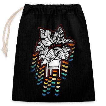 Amoureux des plantes jardinage rétro - Sac cadeau en coton avec cordon (25 x 30 cm) - noir - Devant