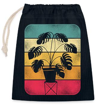 Amoureux des plantes jardinage rétro - Sac cadeau en coton avec cordon (25 x 30 cm) - bleu marine - Devant