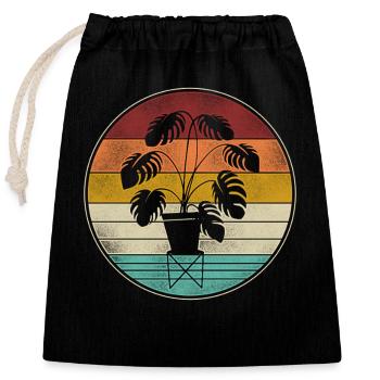 Amoureux des plantes jardinage rétro - Sac cadeau en coton avec cordon (25 x 30 cm) - noir - Devant