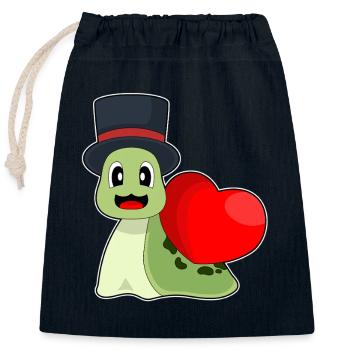 Snail Groom Heart Wedding - Closable cotton gift bag (25x30cm) - navy - Front