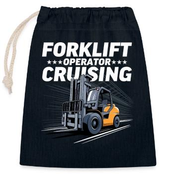 Conducteur de chariot élévateur Logistique d’entrepôt Chariot élévateur Humour - Sac cadeau en coton avec cordon (25 x 30 cm) - bleu marine - Devant