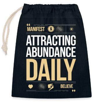 Daily Attraction Prosperity Quote - Closable cotton gift bag (25x30cm) - navy - Front