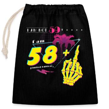 I'm Not 59, I'm 58 + Middle Finger - Born at 1966 - Closable cotton gift bag (25x30cm) - black - Front
