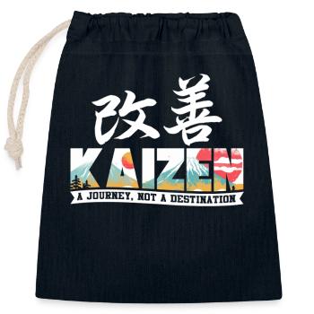 Kaizen: Eine Reise, kein Ziel - Verschließbarer Geschenkbeutel aus Baumwolle (25x30cm) - Navy - Vorne