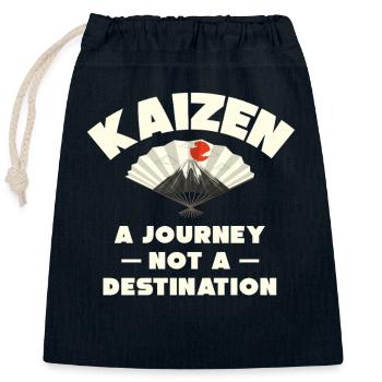 Kaizen: Eine Reise, kein Ziel - Verschließbarer Geschenkbeutel aus Baumwolle (25x30cm) - Navy - Vorne