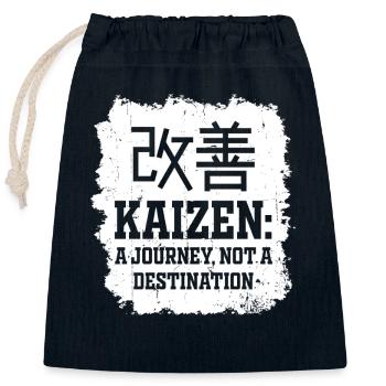 Kaizen: Eine Reise, kein Ziel - Verschließbarer Geschenkbeutel aus Baumwolle (25x30cm) - Navy - Vorne