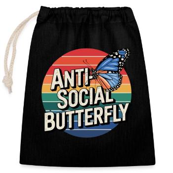 Schmetterling No Talking Allein Lassen - Verschließbarer Geschenkbeutel aus Baumwolle (25x30cm) - Schwarz - Vorne