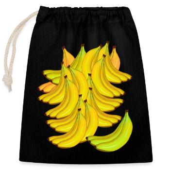 Banane Bananen Obst Frucht Früchte exotisch - Verschließbarer Geschenkbeutel aus Baumwolle (25x30cm) - Schwarz - Vorne