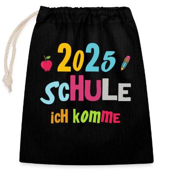 Écolier 2025 Inscription des jeunes filles à l’école 2025 Décoration - Sac cadeau en coton avec cordon (25 x 30 cm) - noir - Devant