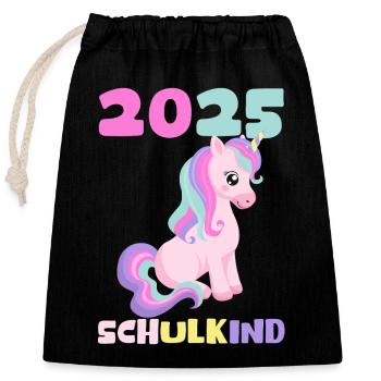 Écolier 2025 Inscription des jeunes filles à l’école 2025 Décoration - Sac cadeau en coton avec cordon (25 x 30 cm) - noir - Devant