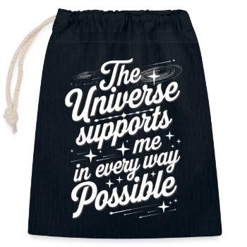 Das Universum Unterstützt Mich In Jeder Hinsicht - Verschließbarer Geschenkbeutel aus Baumwolle (25x30cm) - Navy - Vorne