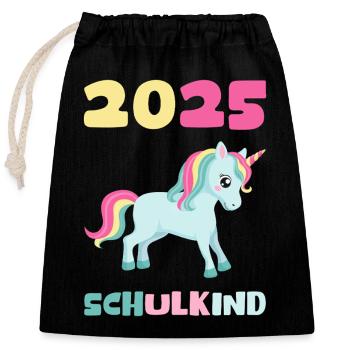 Écolier 2025 Inscription des jeunes filles à l’école 2025 Décoration - Sac cadeau en coton avec cordon (25 x 30 cm) - noir - Devant