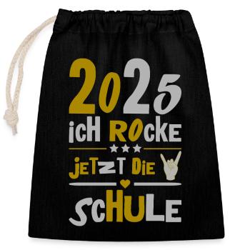 Écolier 2025 Inscription des jeunes filles à l’école 2025 Décoration - Sac cadeau en coton avec cordon (25 x 30 cm) - noir - Devant