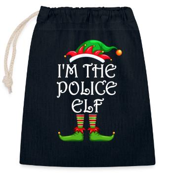 I’m The Police Elf Chemise Assortie Noël en famille - Sac cadeau en coton avec cordon (25 x 30 cm) - bleu marine - Devant
