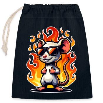Maus Flamme - Verschließbarer Geschenkbeutel aus Baumwolle (25x30cm) - Navy - Vorne