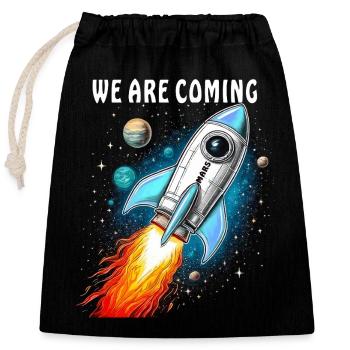 FUSÉE NOUS ARRIVONS - Sac cadeau en coton avec cordon (25 x 30 cm) - noir - Devant