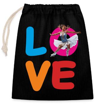FIGURE SKATING LOVE - Closable cotton gift bag (25x30cm) - black - Front
