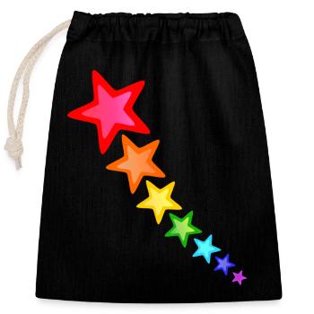 Étoiles colorées aux couleurs de l’arc-en-ciel - Sac cadeau en coton avec cordon (25 x 30 cm) - noir - Devant