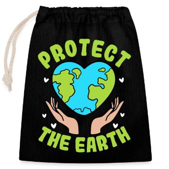 Protect the Earth - Closable cotton gift bag (25x30cm) - black - Front