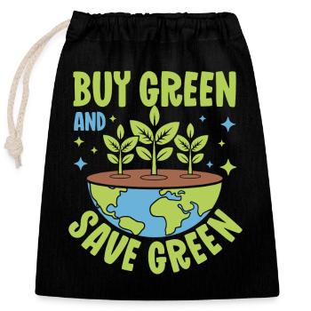 Buy Green and save Green - Closable cotton gift bag (25x30cm) - black - Front