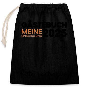 Livre d’or Inscription à l’école 2025 Jeunes filles Écolier - Sac cadeau en coton avec cordon (25 x 30 cm) - noir - Devant