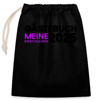 Livre d’or Inscription à l’école 2025 Jeunes filles Écolier - Sac cadeau en coton avec cordon (25 x 30 cm) - noir - Devant