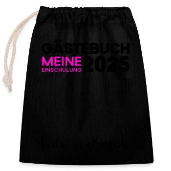 Livre d’or Inscription à l’école 2025 Jeunes filles Écolier - Sac cadeau en coton avec cordon (25 x 30 cm) - noir - Devant