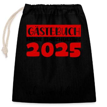 Livre d’or Inscription à l’école 2025 Jeunes filles Écolier - Sac cadeau en coton avec cordon (25 x 30 cm) - noir - Devant