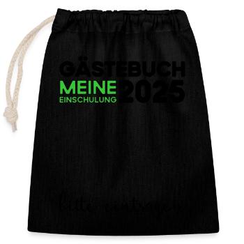 Livre d’or Inscription à l’école 2025 Jeunes filles Écolier - Sac cadeau en coton avec cordon (25 x 30 cm) - noir - Devant